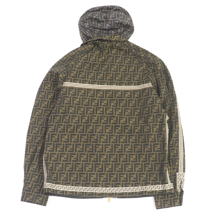 未使用品□FENDI フェンディ FW0956 FFロゴ ズッカ ロゴテープ フーデッド マウンテンパーカー ブラウン 44 イタリア製 正規品 メンズ