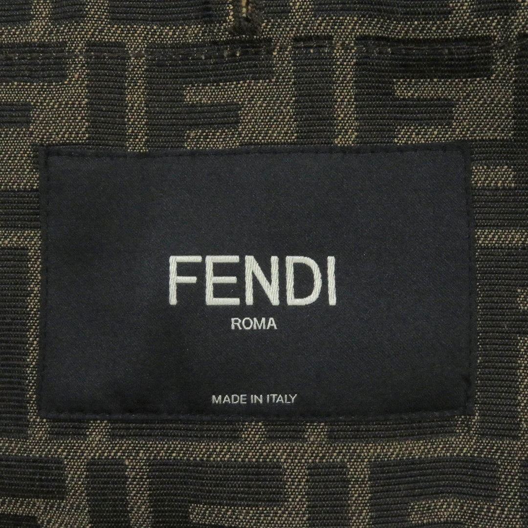 未使用品□FENDI フェンディ FW0956 FFロゴ ズッカ ロゴテープ フーデッド マウンテンパーカー ブラウン 44 イタリア製 正規品 メンズ