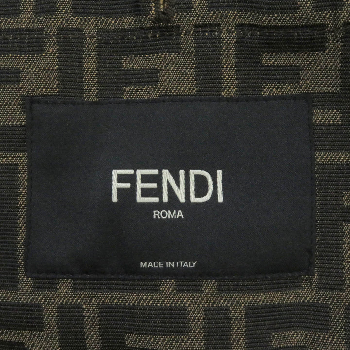 未使用品□FENDI フェンディ FW0956 FFロゴ ズッカ ロゴテープ フーデッド マウンテンパーカー ブラウン 44 イタリア製 正規品 メンズ