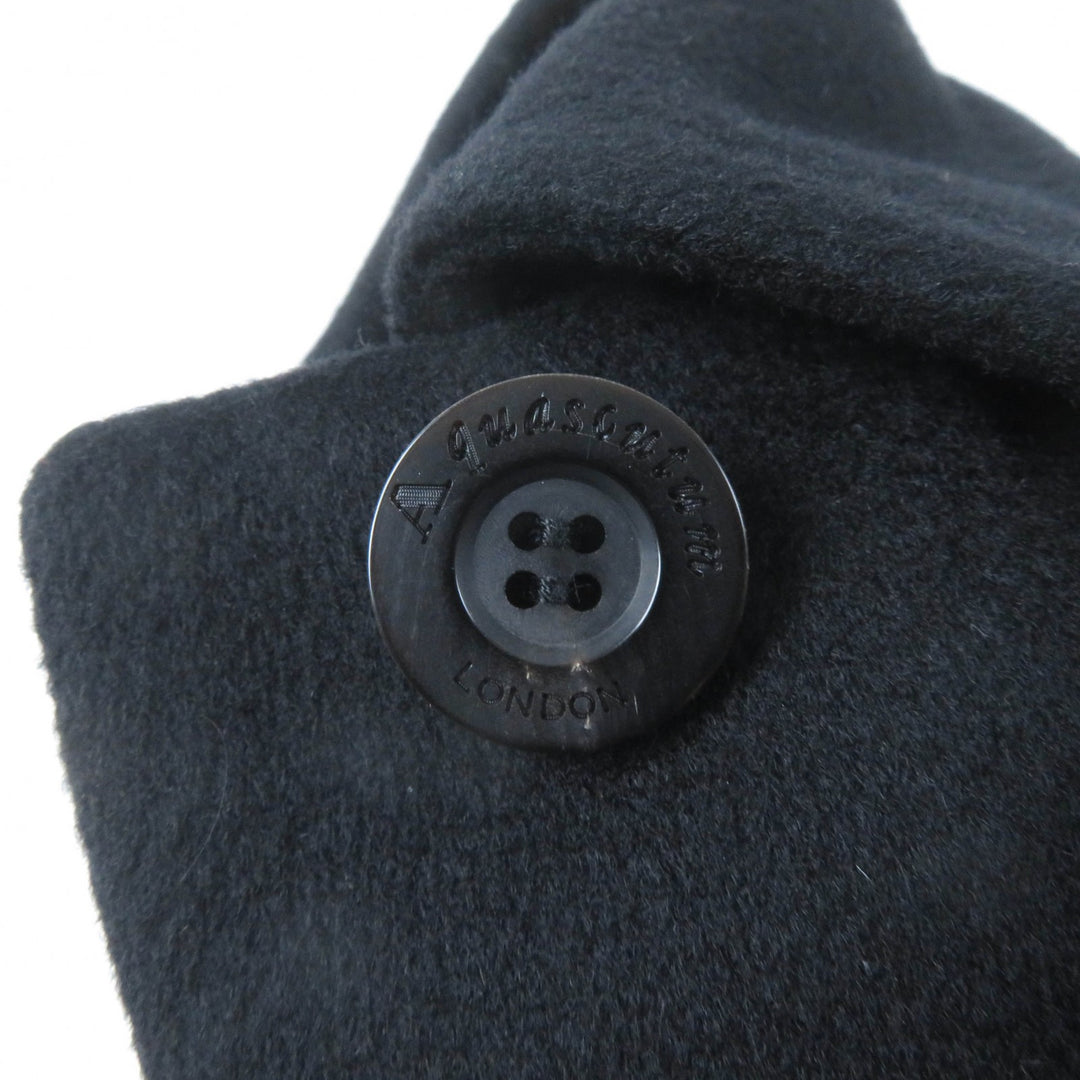 美品★Aquascutum LONDON アクアスキュータムロンドン カシミヤ100％ 比翼仕立て ステンカラーコート 黒 9 日本製 正規品 レディース