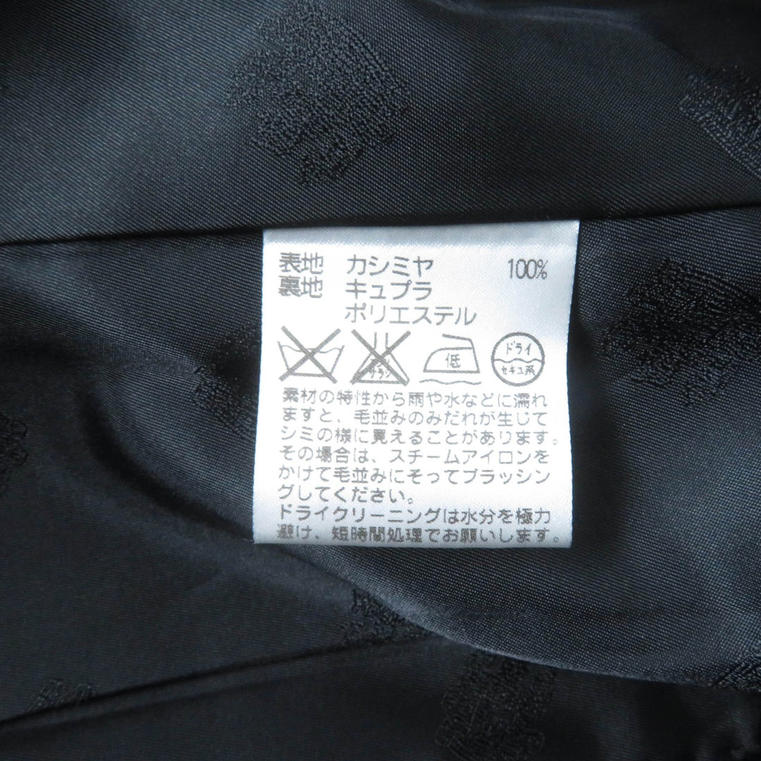美品★Aquascutum LONDON アクアスキュータムロンドン カシミヤ100％ 比翼仕立て ステンカラーコート 黒 9 日本製 正規品 レディース