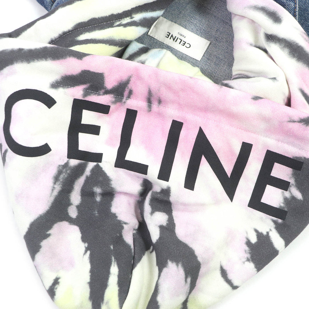 極美品□CELINE セリーヌ 2Q660930F コットン ユニオンウォッシュ フード付 デニムジャケット インディゴブルー M 日本製 正規品 メンズ