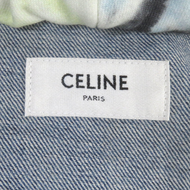 極美品□CELINE セリーヌ 2Q660930F コットン ユニオンウォッシュ フード付 デニムジャケット インディゴブルー M 日本製 正規品 メンズ