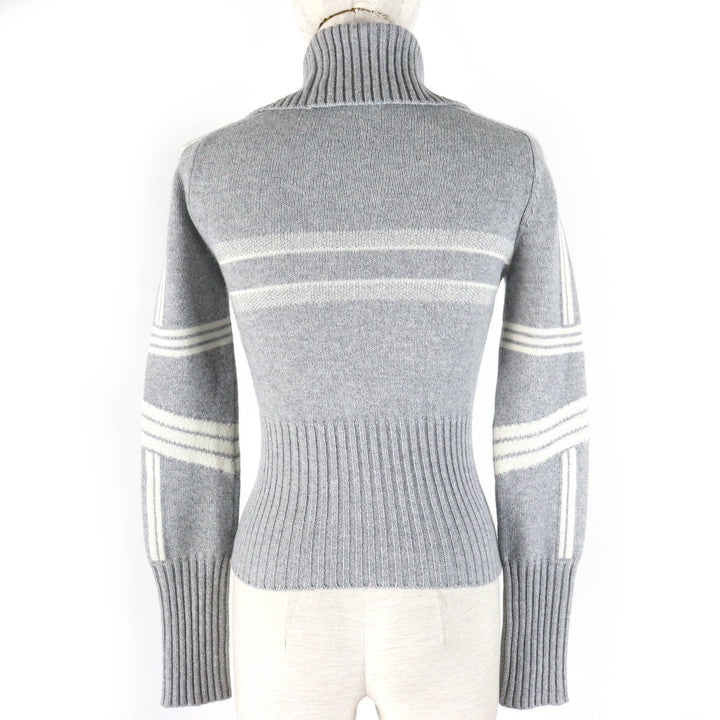 美品△Christian Dior クリスチャンディオール 244S77CM134 アルプス ウール カシミヤ スター・ロゴ入 スタンドカラー ニット 38 正規品
