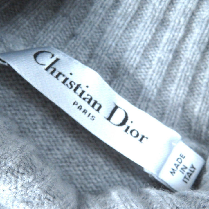 美品△Christian Dior クリスチャンディオール 244S77CM134 アルプス ウール カシミヤ スター・ロゴ入 スタンドカラー ニット 38 正規品