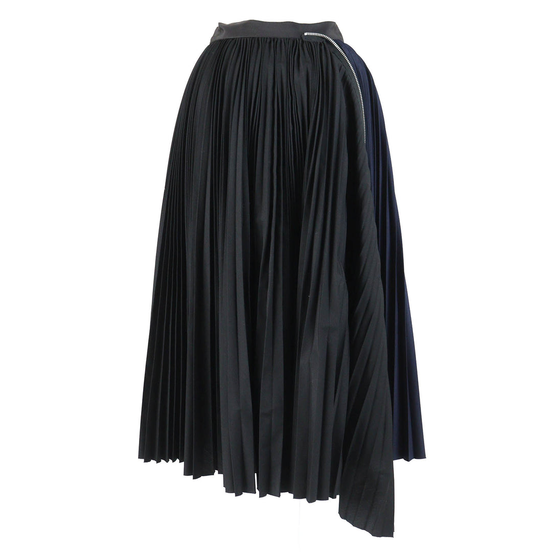 未使用品△Sacai サカイ 24SS SCW-086 Cotton Poplin Zipper Skirt バイカラー ジップデザイン プリーツスカート 黒 ネイビー 0 正規品