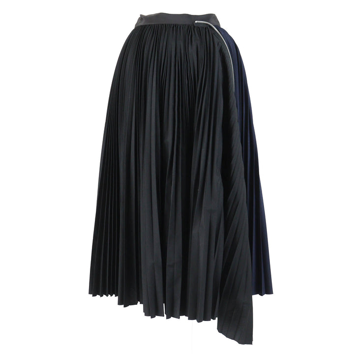 未使用品△Sacai サカイ 24SS SCW-086 Cotton Poplin Zipper Skirt バイカラー ジップデザイン プリーツスカート 黒 ネイビー 0 正規品