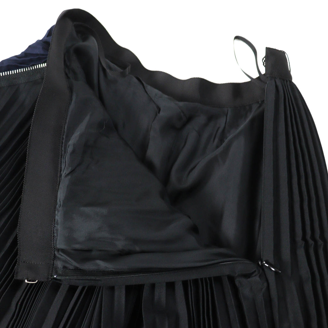 未使用品△Sacai サカイ 24SS SCW-086 Cotton Poplin Zipper Skirt バイカラー ジップデザイン プリーツスカート 黒 ネイビー 0 正規品