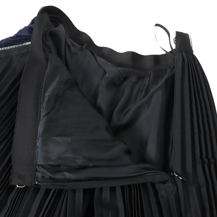 未使用品△Sacai サカイ 24SS SCW-086 Cotton Poplin Zipper Skirt バイカラー ジップデザイン プリーツスカート 黒 ネイビー 0 正規品