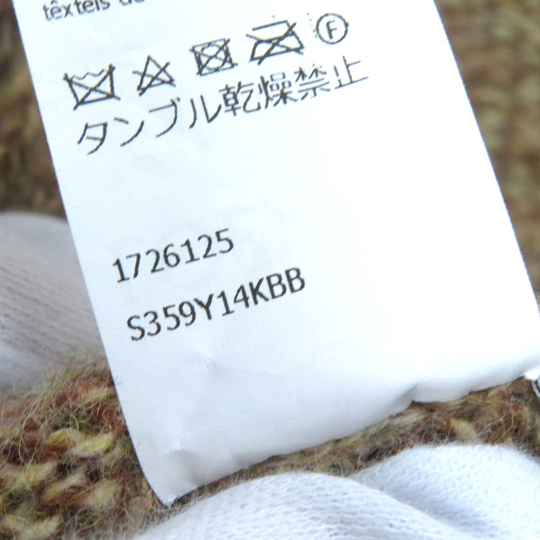 極美品△LOEWE ロエベ S359Y14KBB ウール100％ アナグラムレザーパッチ クロップド ニット セーター ブラウン S 伊製 正規品 レディース