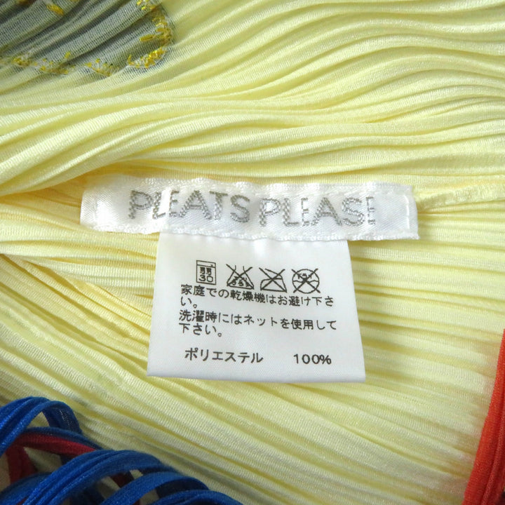 極美品★PLEATS PLEASE プリーツプリーズ イッセイミヤケ PP91-JK572 ハイビスカス 裾フリンジ フレンチスリーブ カットソー 3 正規品