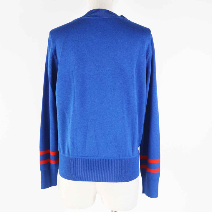 未使用品◎HERMES エルメス 22SS 2E2808DN シルク レーヨン ツイルレーヌ タッタソール ジグザグ ニット ブルー 38 正規品 レディース