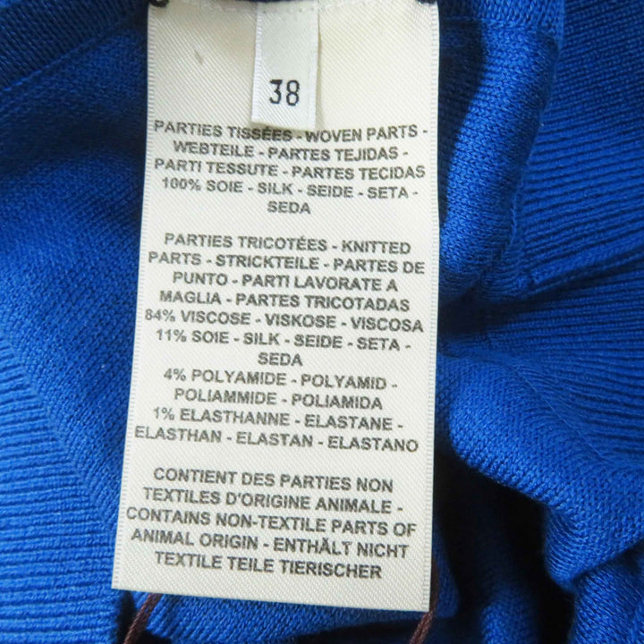 未使用品◎HERMES エルメス 22SS 2E2808DN シルク レーヨン ツイルレーヌ タッタソール ジグザグ ニット ブルー 38 正規品 レディース
