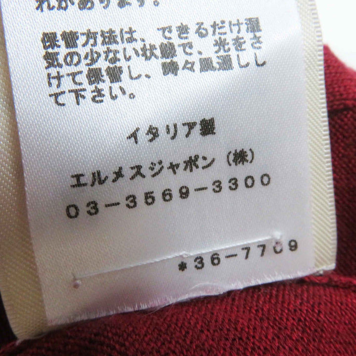 極美品◎HERMES エルメス 23SS 3E2614D3 シルク コットン シェーヌダンクル ニットプルオーバー ボルドー 38 伊製 正規品 レディース