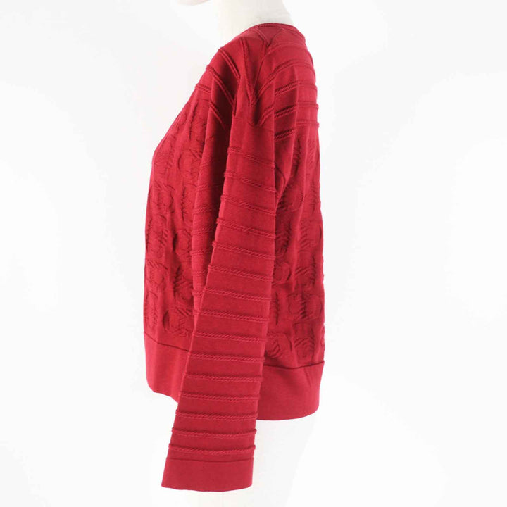 極美品◎HERMES エルメス 23SS 3E2614D3 シルク コットン シェーヌダンクル ニットプルオーバー ボルドー 38 伊製 正規品 レディース