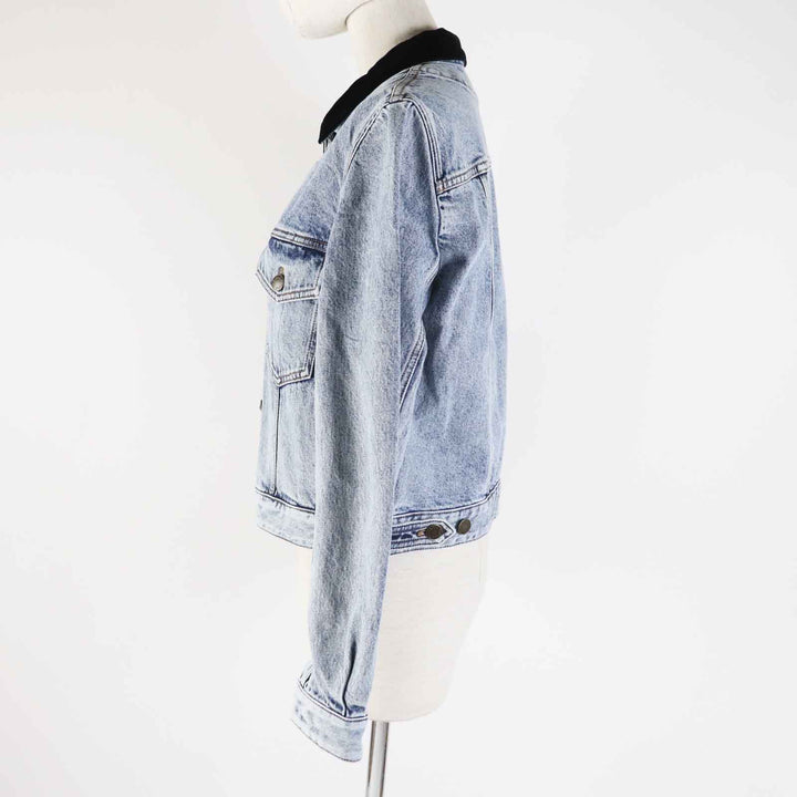 極美品◎LOUIS VUITTON ルイヴィトン 24SS 1AFEPI ベルベット アクセント デニムジャケット ブルー 36 正規品 レディース 定価435600円