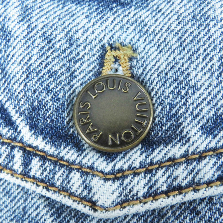 極美品◎LOUIS VUITTON ルイヴィトン 24SS 1AFEPI ベルベット アクセント デニムジャケット ブルー 36 正規品 レディース 定価435600円