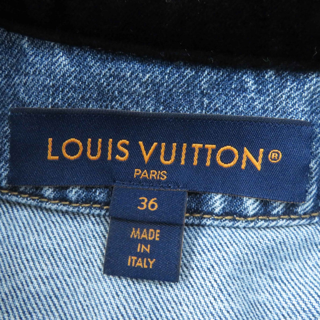 極美品◎LOUIS VUITTON ルイヴィトン 24SS 1AFEPI ベルベット アクセント デニムジャケット ブルー 36 正規品 レディース 定価435600円