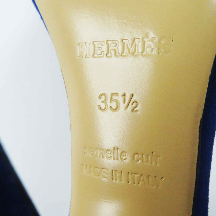 未使用品◎HERMES エルメス シルバー金具 ストラップ付き スウェードレザー サンダル ブルー 35.5 箱・保存袋付き イタリア製 正規品