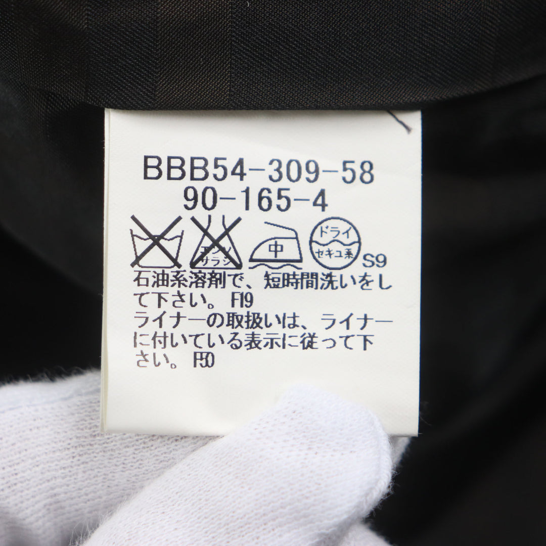 良品▼BURBERRY LONDON バーバリーロンドン シルク混 中綿入りライナー 裏地チェック柄 比翼仕立て ステンカラーコート 90-165-4 正規品
