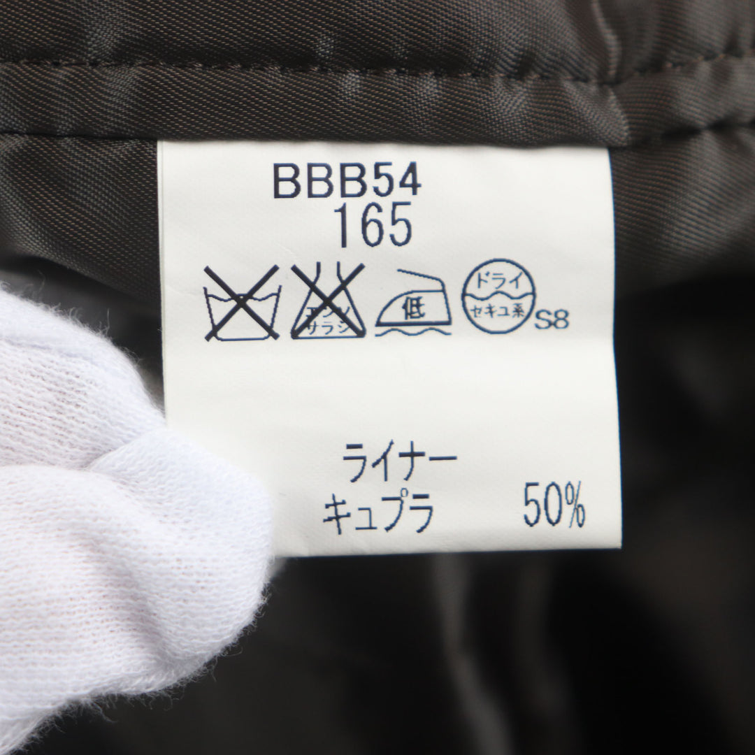 良品▼BURBERRY LONDON バーバリーロンドン シルク混 中綿入りライナー 裏地チェック柄 比翼仕立て ステンカラーコート 90-165-4 正規品