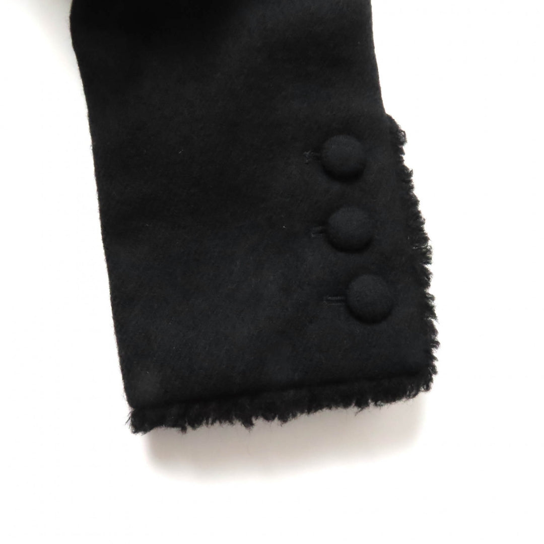 極美品★CHANEL シャネル P28956 06A 裏地シルク100％ ロゴプレート付 カットオフ ウールコート ブラック 36 フランス製 レディース