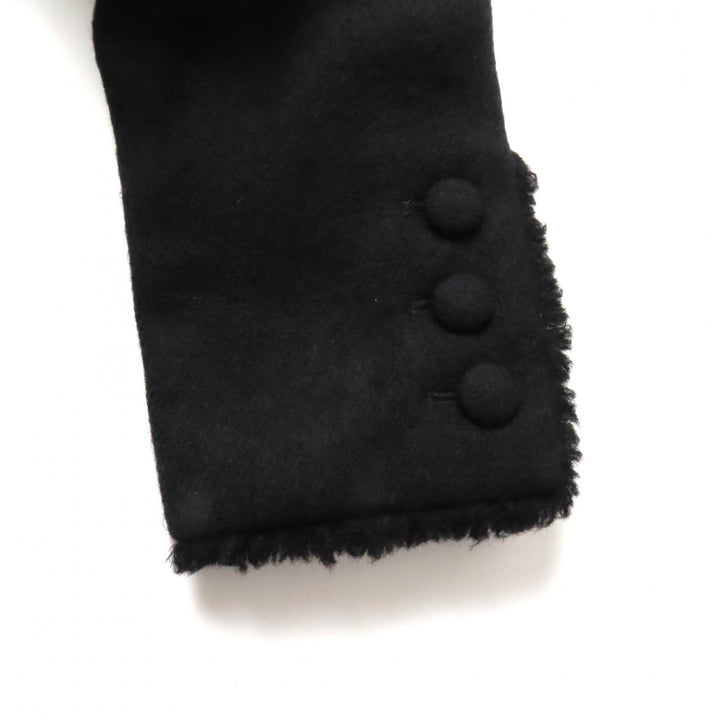 極美品★CHANEL シャネル P28956 06A 裏地シルク100％ ロゴプレート付 カットオフ ウールコート ブラック 36 フランス製 レディース