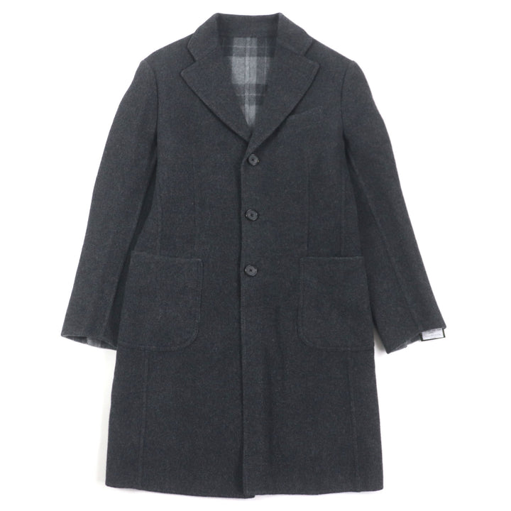 未使用品▼TITO ALLEGRETTO ティト アレグレット ウール 裏地チェック柄 シングル チェスターコート ダークグレー 44 伊製 正規品 メンズ