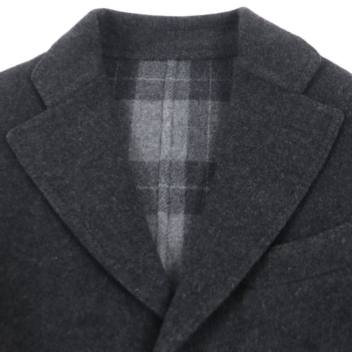 未使用品▼TITO ALLEGRETTO ティト アレグレット ウール 裏地チェック柄 シングル チェスターコート ダークグレー 44 伊製 正規品 メンズ