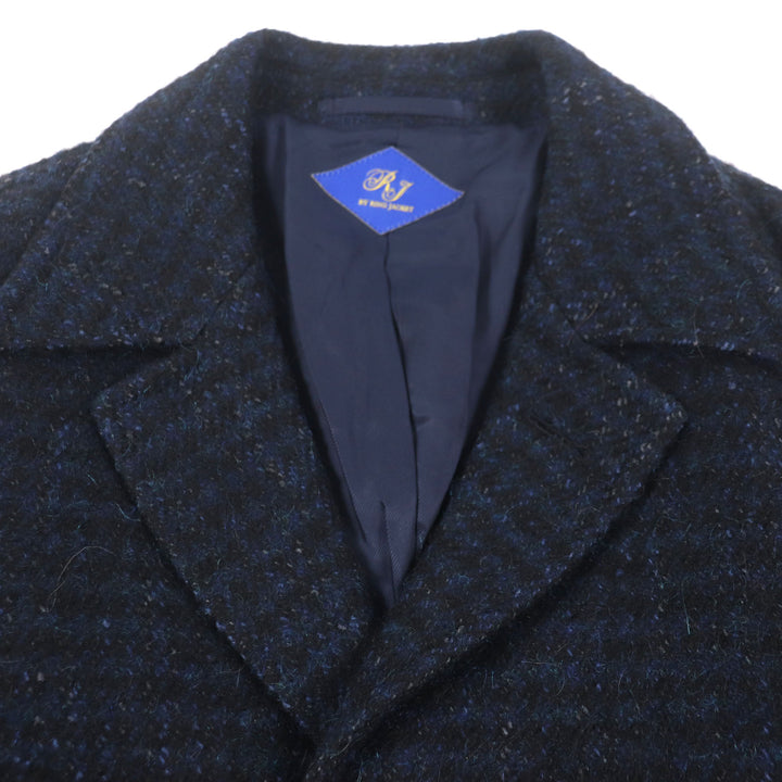 極美品▼リングヂャケット アルパカ・モヘア・シルク混 チェック柄 クルミボタン チェスターコート 42 (日本Sサイズ相当) 正規品 メンズ