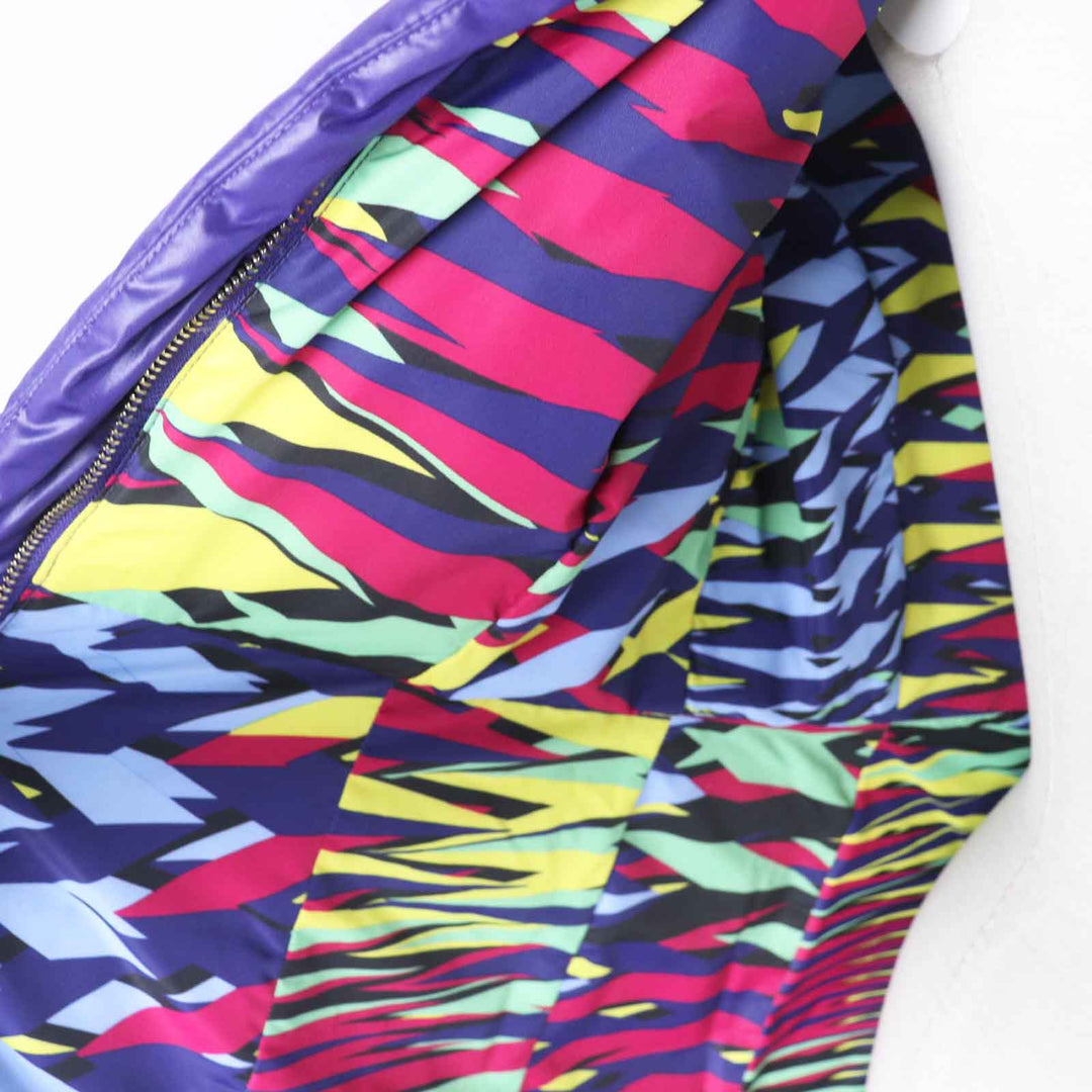 美品◎Missoni ミッソーニ 裏地総柄 ラクーンファー・フード付き ロング ダウンコート パープル 裏マルチ 40 正規品 レディース