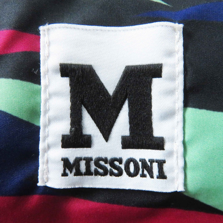 美品◎Missoni ミッソーニ 裏地総柄 ラクーンファー・フード付き ロング ダウンコート パープル 裏マルチ 40 正規品 レディース
