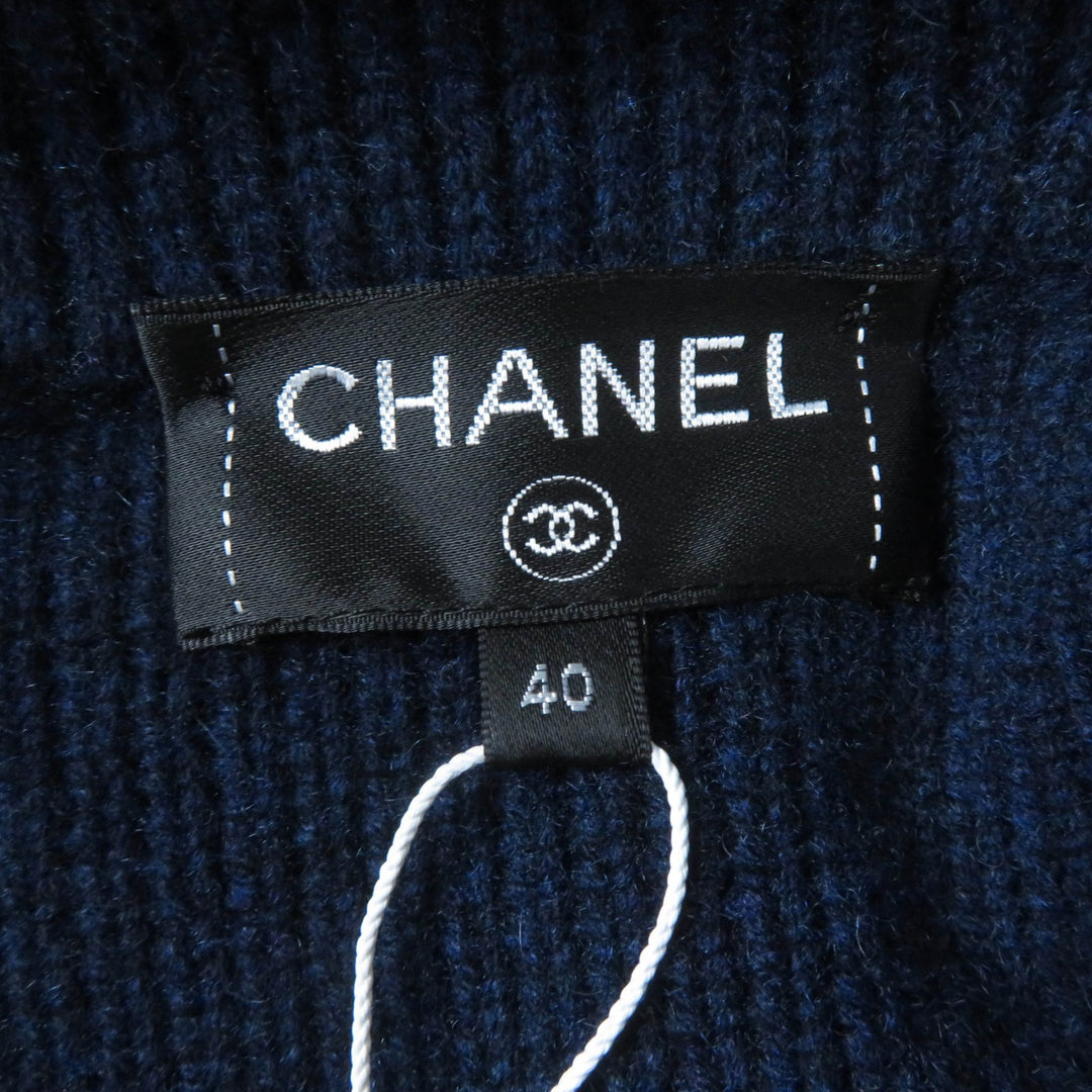 未使用品☆CHANEL シャネル 17B P57290K07490 カシミヤ100％ GABRIELLE COCO ベルト付 ニット コート ネイビー 40 イタリア製 レディース