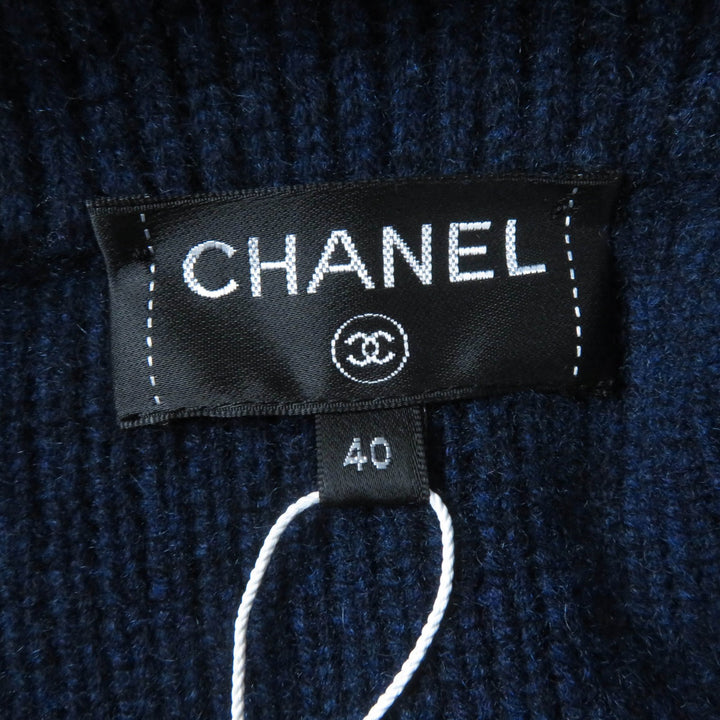 未使用品☆CHANEL シャネル 17B P57290K07490 カシミヤ100％ GABRIELLE COCO ベルト付 ニット コート ネイビー 40 イタリア製 レディース