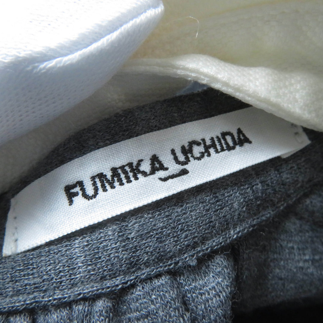 美品☆FUMIKA UCHIDA フミカ ウチダ FU-G-0P001 ウール100％ ポンテ・ジャージー シャツ ワンピース グレー 36 日本製 正規品 レディース