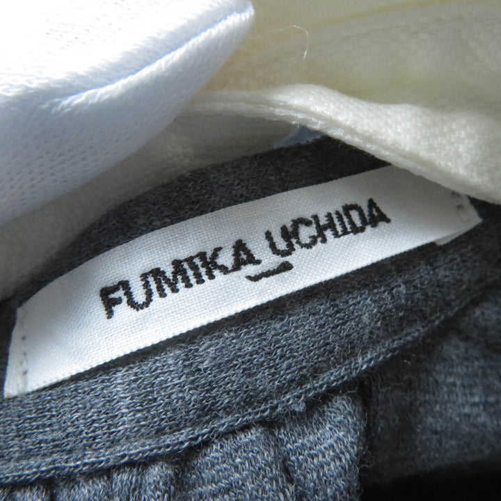 美品☆FUMIKA UCHIDA フミカ ウチダ FU-G-0P001 ウール100％ ポンテ・ジャージー シャツ ワンピース グレー 36 日本製 正規品 レディース