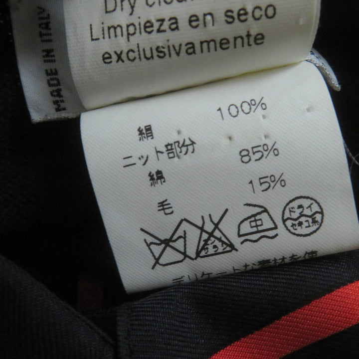 美品☆HERMES エルメス ヴィンテージ LES CLES THE KEYS RARE シルク カシミヤ混 ツイルレーヌ 長袖ポロシャツ 黒 M 正規品 レディース