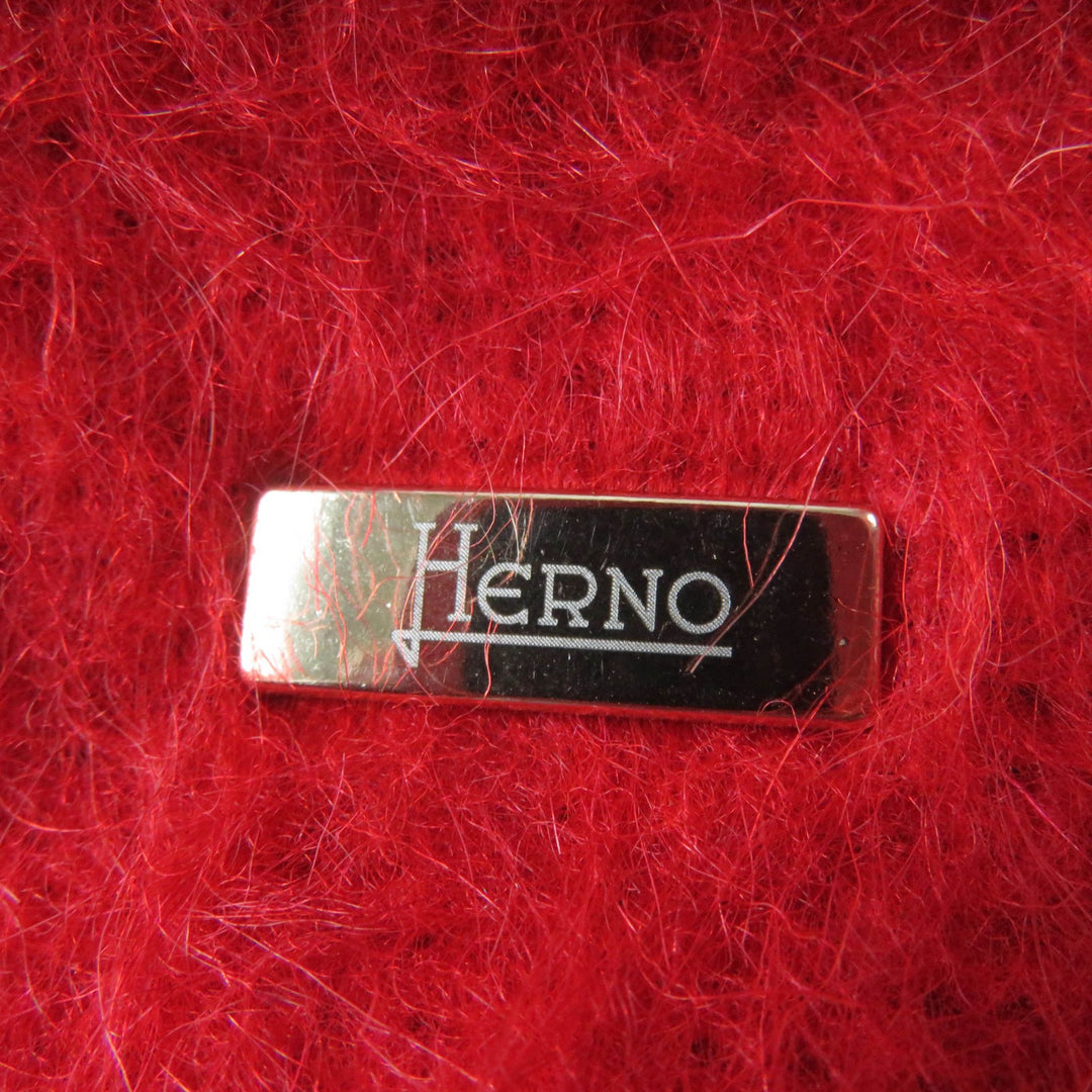 極美品☆Herno ヘルノ 2018年製 ウール モヘア・アルパカ混 スタンドカラー コート レッド 40 イタリア製 正規品 レディース