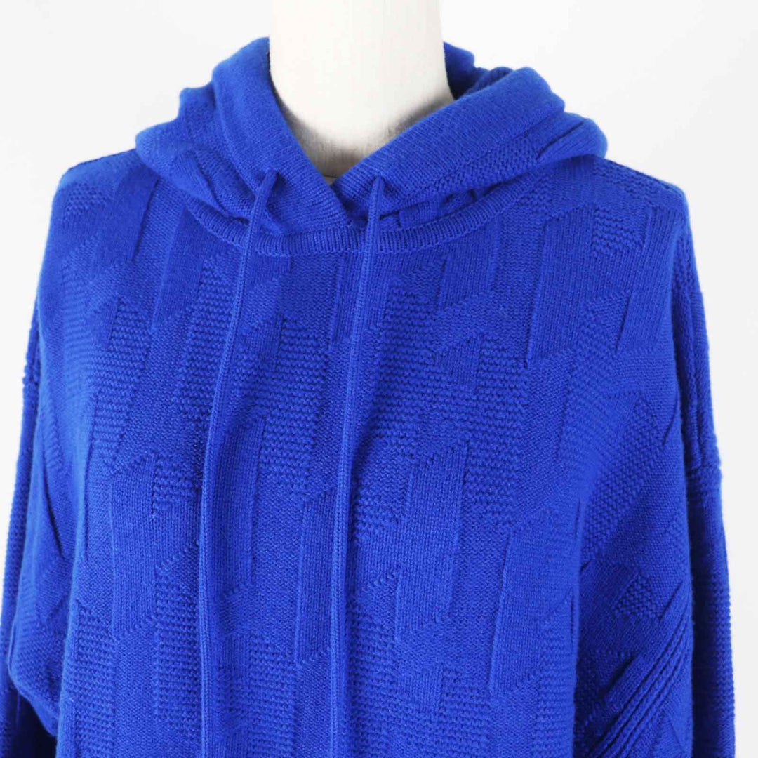 未使用品◎HERMES エルメス 24SS 4E2623D3 オーバーサイズ Hモチーフ 長袖 ニット パーカー／フーディ ブルー 34 伊製 正規品 レディース