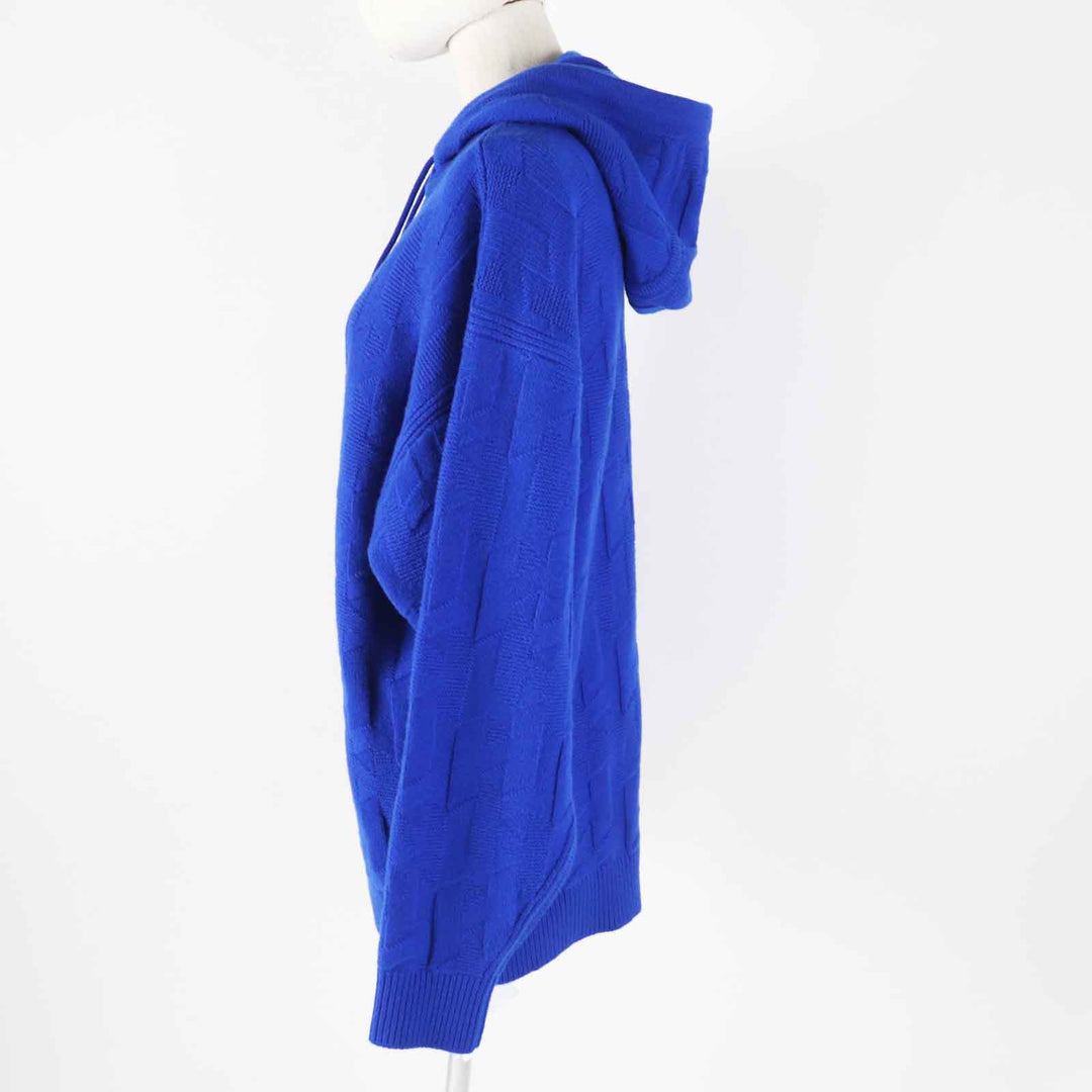 未使用品◎HERMES エルメス 24SS 4E2623D3 オーバーサイズ Hモチーフ 長袖 ニット パーカー／フーディ ブルー 34 伊製 正規品 レディース