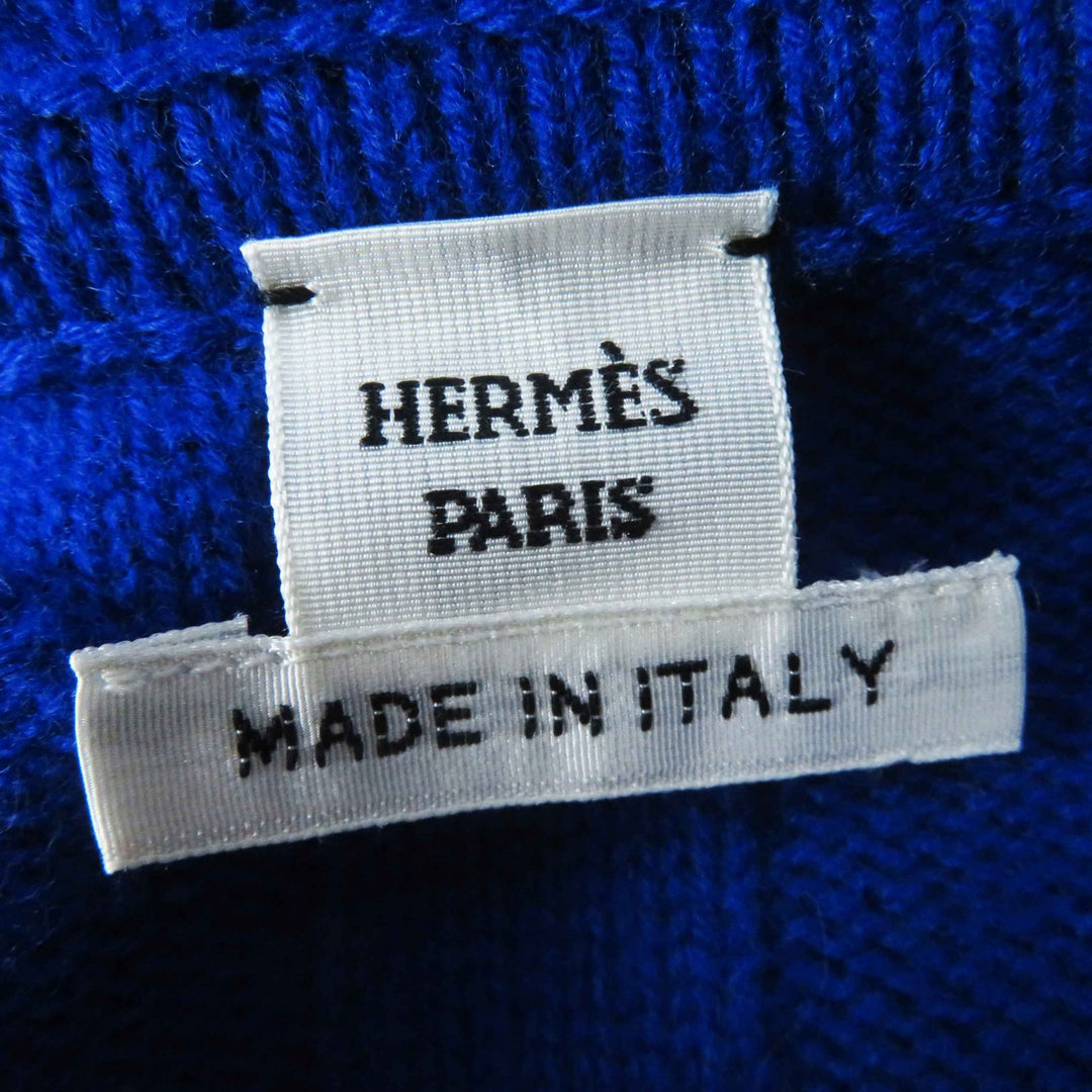 未使用品◎HERMES エルメス 24SS 4E2623D3 オーバーサイズ Hモチーフ 長袖 ニット パーカー／フーディ ブルー 34 伊製 正規品 レディース
