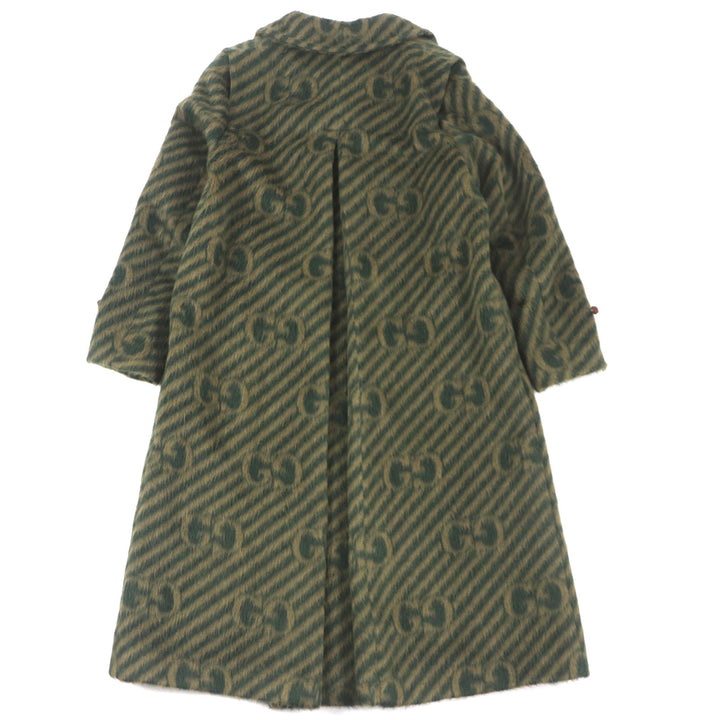 未使用品▼GUCCI グッチ 21AW 639261 ラマ ウール GGストライプ くるみボタン ステンカラーコート グリーン 44 イタリア製 正規品 メンズ