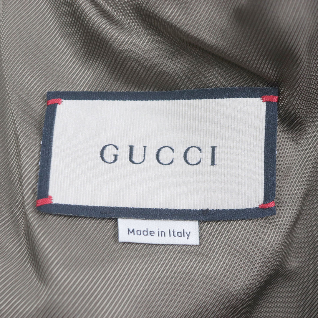 未使用品▼GUCCI グッチ 21AW 639261 ラマ ウール GGストライプ くるみボタン ステンカラーコート グリーン 44 イタリア製 正規品 メンズ