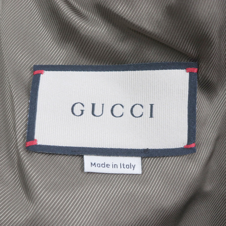 未使用品▼GUCCI グッチ 21AW 639261 ラマ ウール GGストライプ くるみボタン ステンカラーコート グリーン 44 イタリア製 正規品 メンズ