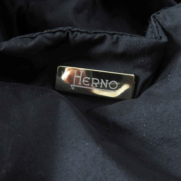美品◎Herno ヘルノ 2021年製 PI0848D ウール フード付き 切替デザイン ロングダウンコート ブラック 40 ハンガー付き イタリア製 正規品