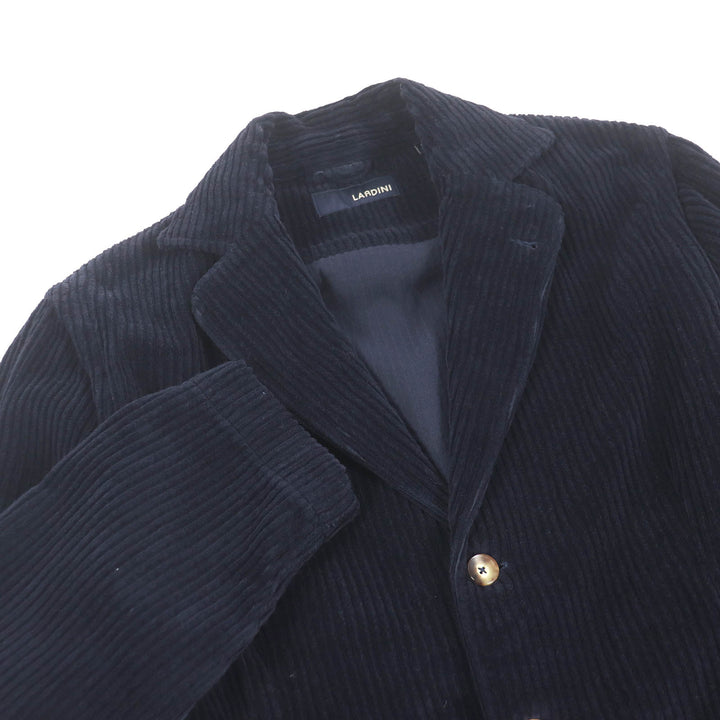 美品□LARDINI ラルディーニ JNAMA コットン シングル コーデュロイ テーラードジャケット ダークネイビー M イタリア製 正規品 メンズ