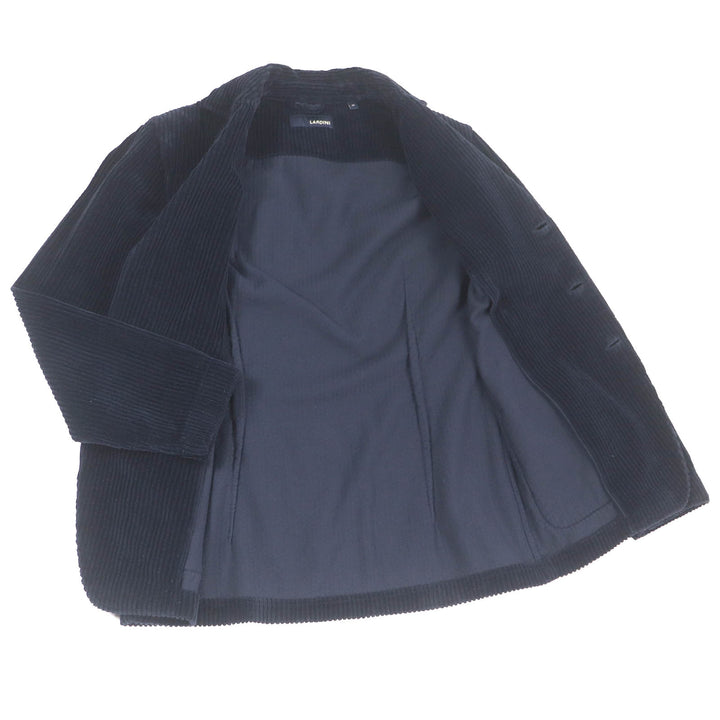 美品□LARDINI ラルディーニ JNAMA コットン シングル コーデュロイ テーラードジャケット ダークネイビー M イタリア製 正規品 メンズ