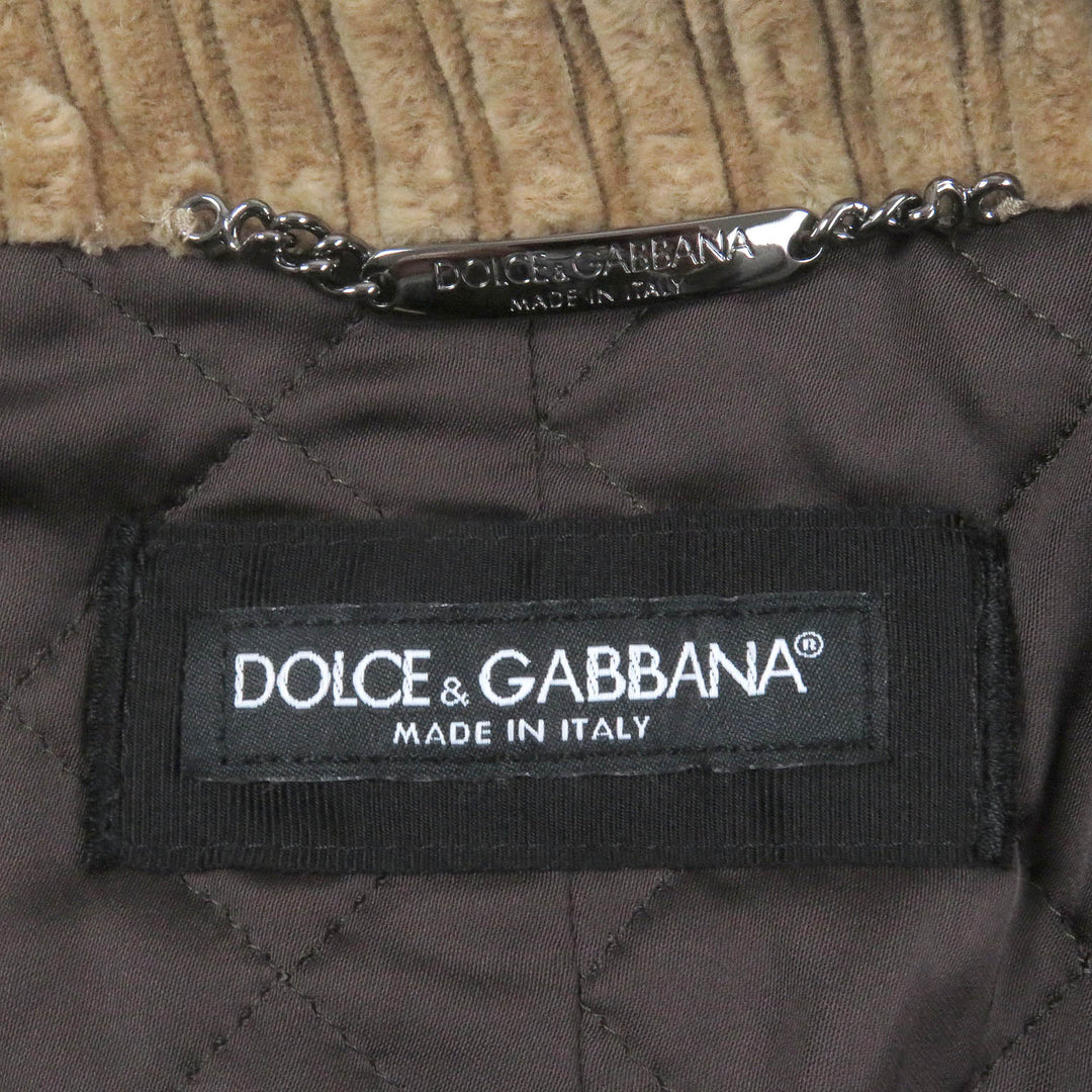 未使用品□DOLCE&amp;GABBANA G025TT 黒タグ コーデュロイ 中綿 ダブルブレスト オーバーサイズ チェスターコート 46 イタリア製 正規品