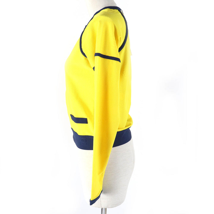 極美品△CHANEL シャネル ヴィンテージ 08P P33377 スポーツライン ココマーク・ドット柄 ノーカラー ZIP UP ジャケット 希少 36