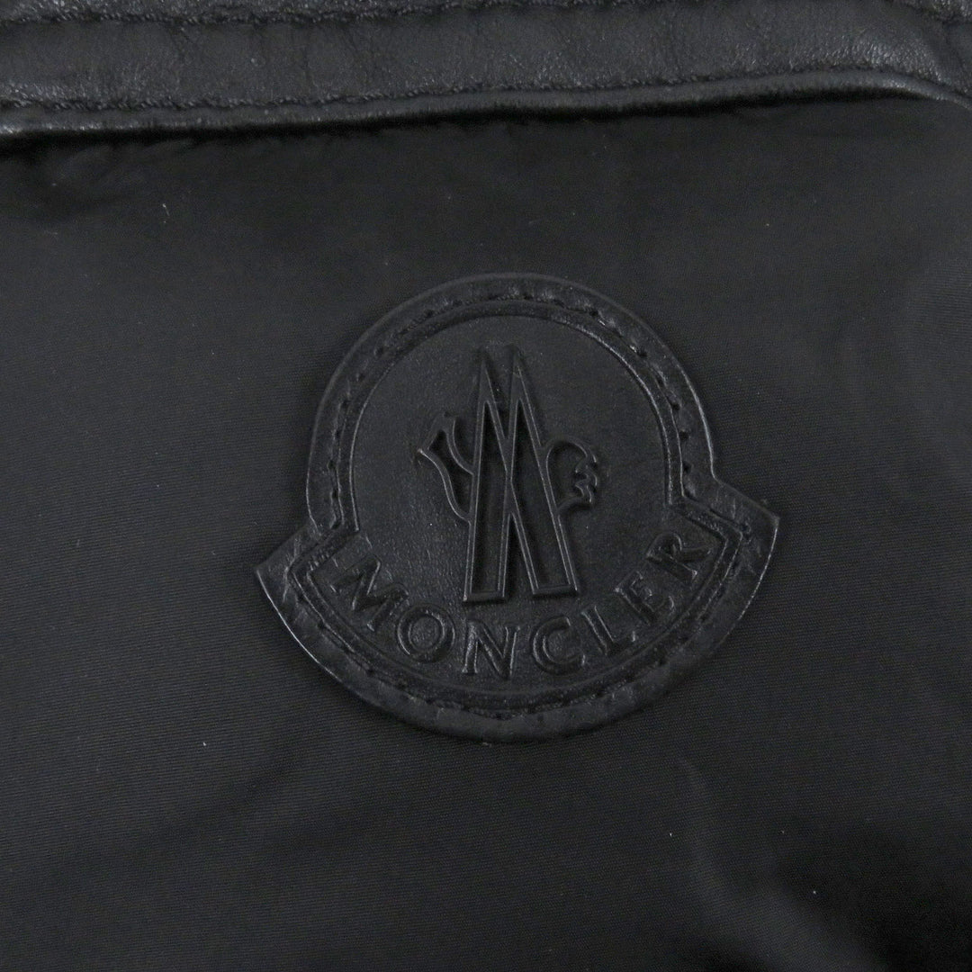 美品□MONCLER モンクレール MILLAIS GILET ラムレザー ムートン使い ロゴワッペン付き ダウンベスト ジレ ブラック 0 正規品 メンズ